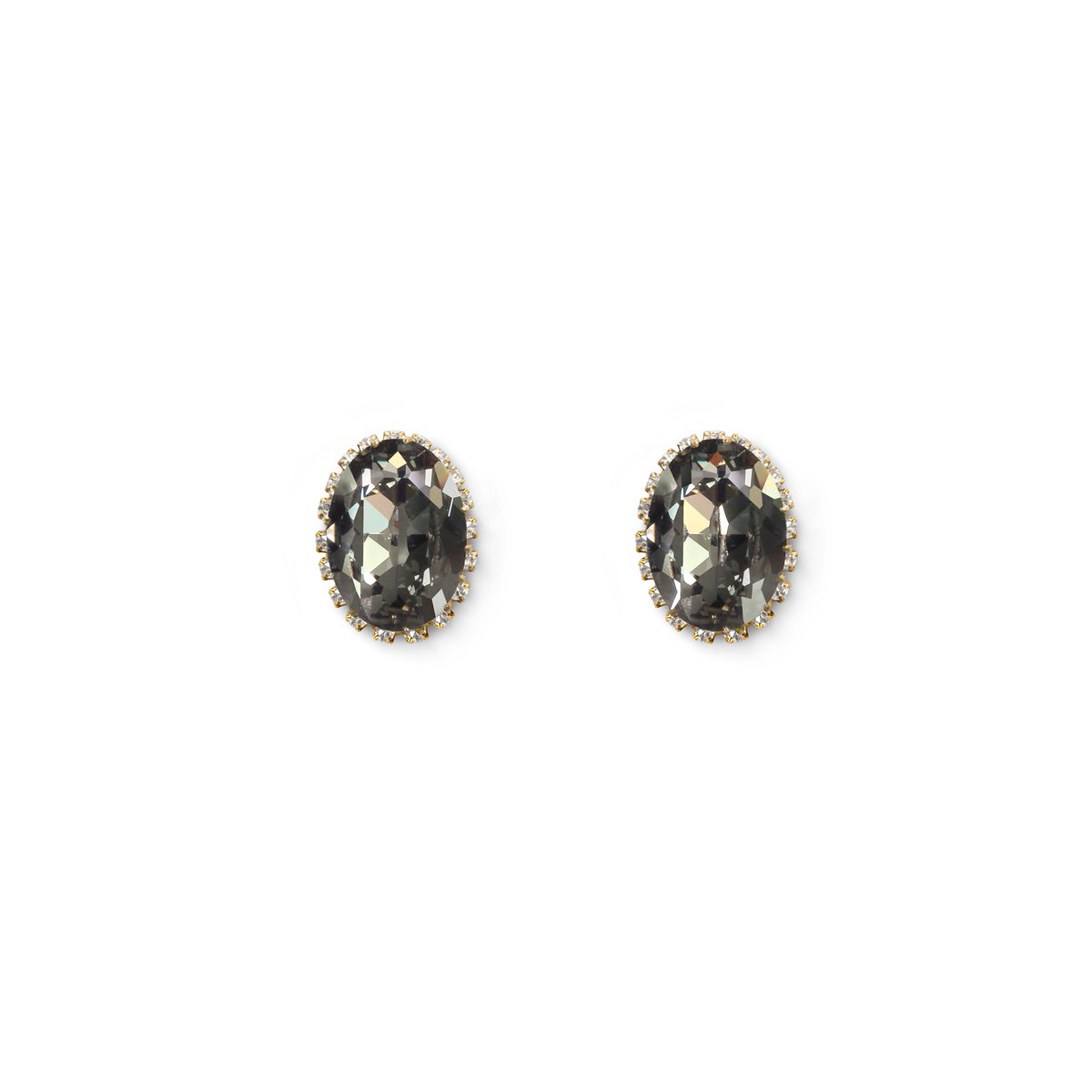 BAROQCO Prachtige Oorstekers met CRYSTALS© - Betoverend: The Mary - Black Diamond - Gouden Setting - Voor Haar - Schitterende Verpakking - Zilver/Zwart