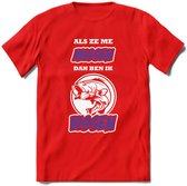 Als Ze Me Missen Dan Ben Ik Vissen T-Shirt | Paars | Grappig Verjaardag Vis Hobby Cadeau Shirt | Dames - Heren - Unisex | Tshirt Hengelsport Kleding Kado - Rood - XXL