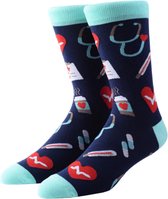 JustSockIt Ziekenhuis sokken BLAUW - Sokken - Medische sokken - Zorg sokken - Vrolijke sokken