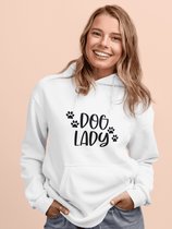 Dog Lady Hoodie, Cadeau Voor Hondenliefhebber, Hoodie Met Pootafdruk, Cadeau Hoodie Voor Vrouwen, Grappige Ontwerp Voor Hondenbezitter, D004-057W, 3XL, Wit
