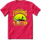 A Bad Day Fishing - Vissen T-Shirt | Groen | Grappig Verjaardag Vis Hobby Cadeau Shirt | Dames - Heren - Unisex | Tshirt Hengelsport Kleding Kado - Roze - M