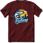 Vissen T-Shirt | Grappig Verjaardag Vis Hobby Cadeau Shirt | Dames - Heren - Unisex | Tshirt Hengelsport Kleding Kado - Burgundy - XXL