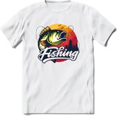 Fishing - Vissen T-Shirt | Grappig Verjaardag Vis Hobby Cadeau Shirt | Dames - Heren - Unisex | Tshirt Hengelsport Kleding Kado - Wit - 3XL