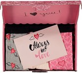 Giftset sokken valentijn | Rose/Grijs | Maat 36/41 | 3-Pack | Valentijn cadeautje voor haar | Valentijnsdag | Valentijnsdag cadeau | Valentijn cadeautje vrouw | Apollo