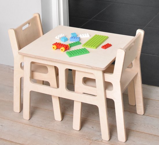 Relaxdays kindertafel en stoelen, ALBUS, 1 tafel en 2 stoelen, voor kinderen, voor jongens en meisjes, van hout, wit