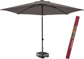 Parasol Rond 300 cm Taupe met voet en hoes | Madison Elba kantelbare en ronde parasol