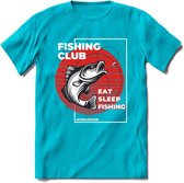 Fishing Club - Vissen T-Shirt | Grappig Verjaardag Vis Hobby Cadeau Shirt | Dames - Heren - Unisex | Tshirt Hengelsport Kleding Kado - Blauw - M