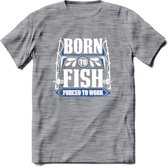 Born To Fish - Vissen T-Shirt | Grappig Verjaardag Vis Hobby Cadeau Shirt | Dames - Heren - Unisex | Tshirt Hengelsport Kleding Kado - Donker Grijs - Gemaleerd - XXL
