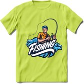 Fishing - Vissen T-Shirt | Grappig Verjaardag Vis Hobby Cadeau Shirt | Dames - Heren - Unisex | Tshirt Hengelsport Kleding Kado - Groen - XXL