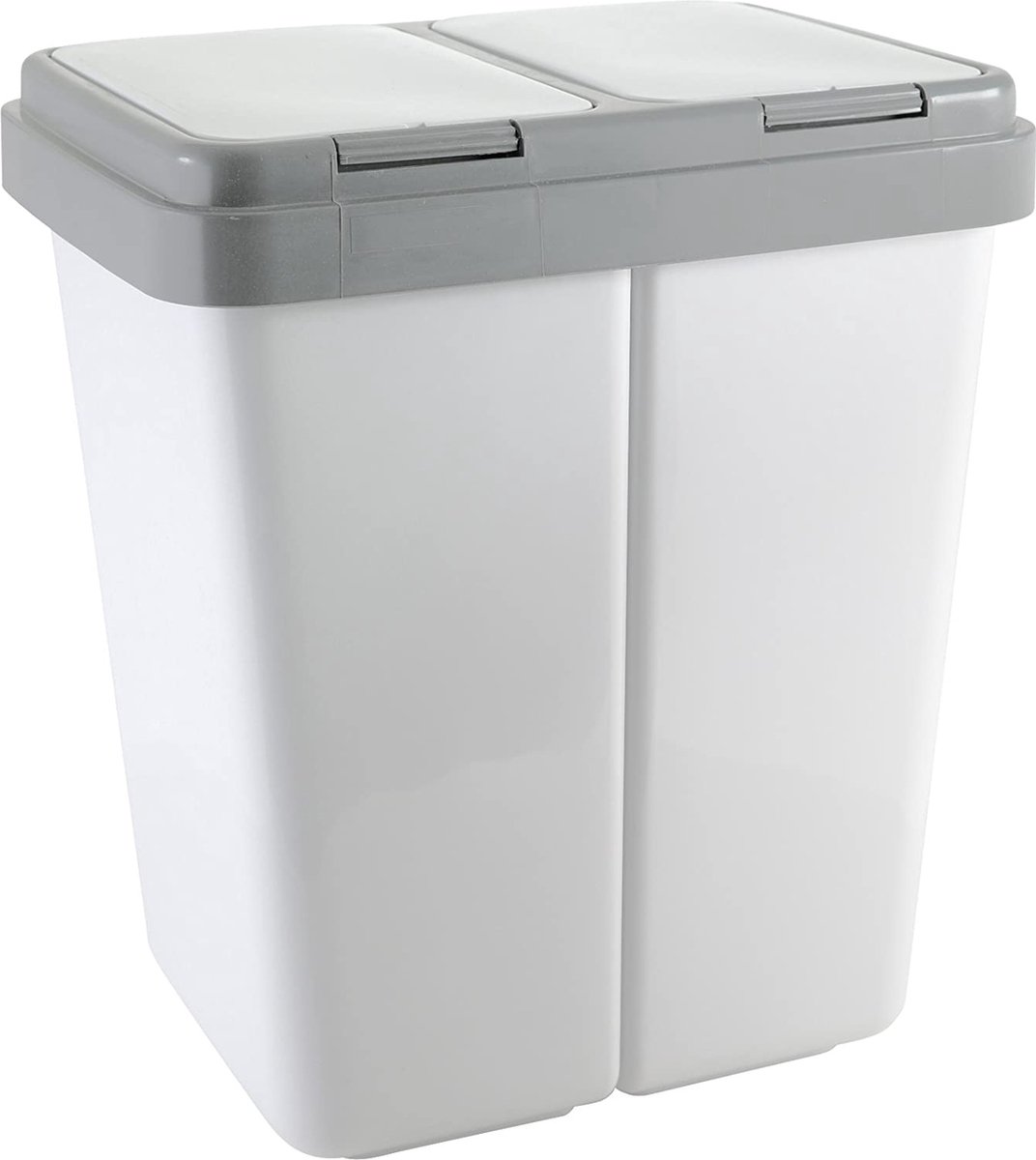 NaSK - Dubbele vuilnisbak, kunststof, grijs, geschikt voor tuin, keuken, woonkamer, garage