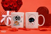 Robot couple mug - Customized mokken en bekers - mokken met tekst - mokken - bekers - cadeautje - cadeau voor vrouw - cadeau vor man - keramiek servies - cadeautje voor haar - cadeautje voor 