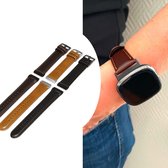 Q-DESYN Fitbit Versa 3 bandje - Fitbit Sense bandje - Leer - Bruin - Zwarte RVS gesp