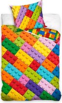 LEGO stenen dekbedovertrek - schuine lego blokjes motief - eenpersoons met 1 kussensloop