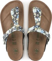 Birkenstock Gizeh Vegan Dames Slippers Summer Garden Floral Blue Regular-fit – Maat 37