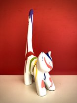 Poes druppel wit mini 34 cm hoog - kat - kitten - poes - polyester - polystone - beeld - tuinbeeld - hoogkwalitatieve kunststof - decoratiefiguur interieur - accessoire - voor binn
