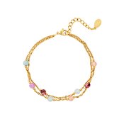 Double bracelet colored stones - Yehwang - Armband - One size - Goud