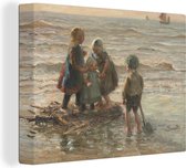 Canvas Schilderij Kinderen spelen op een vlot - schilderij van Bernard Blommers - 40x30 cm - Wanddecoratie