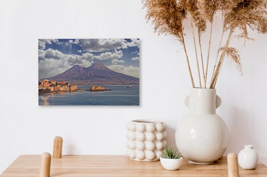 Tableau sur toile Le Vésuve en Italie vu de l'eau - 30x20 cm - Décoration murale