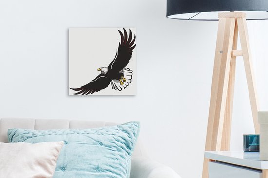 Toile Peinture Illustration d'un Aigle qui s'envole - 20x20 cm - Décoration murale