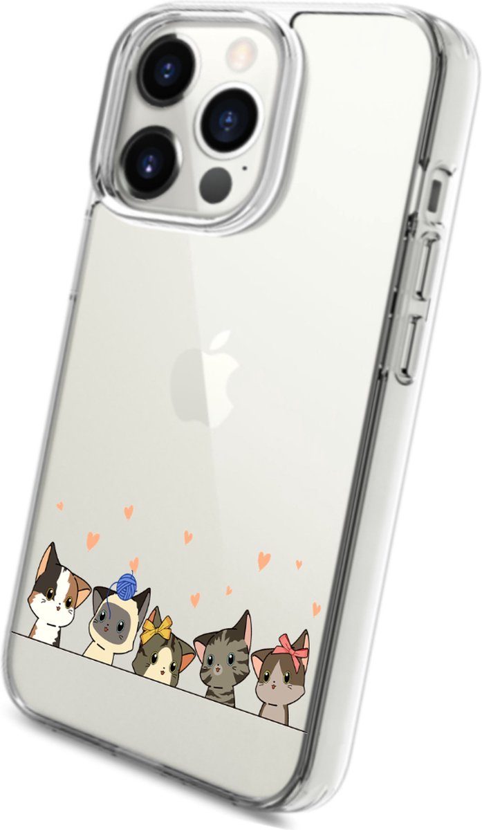 Apple Iphone 13 Pro transparant siliconen hoesje 5 poesjes *LET OP JUISTE MODEL*