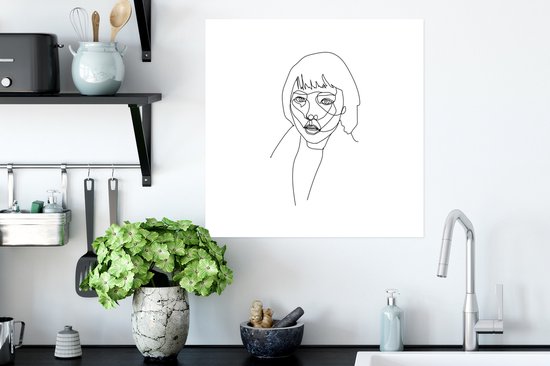 Affiche Femme - Portrait - Zwart - Wit - 50x50 cm