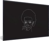 Photo en cadre - Line femme avec afro sur fond noir Cadre photo noir sans passe partout 60x40 cm - Affiche sous cadre (Décoration murale salon / chambre)