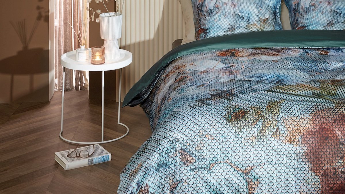 Papillon dekbedovertrek Satijn Streep - 200x200/220 cm - Blauw | Leen