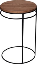 Kate: Salontafel - koffietafel - bijzettafel – lage tafel – woonkamer tafel rond met zwart stalen frame (Ø10mm) en massief eiken blad (rustiek). Ø 40cm h: 50cm. Hoogwaardige kwalit