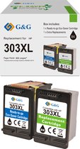 G&G 303 XL Compatibel voor HP 303XL Reman inktcartridges Huismerk (pak van 2) zwart cartridges.