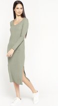 LOLALIZA Geribbelde jurk - Khaki - Maat S