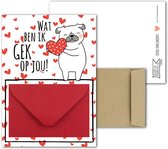Geldkaart met mini Envelopje -> Liefde Valentijnsdag – No: 08 (Gek op jou-Hond met hart) - LeuksteKaartjes.nl by xMar