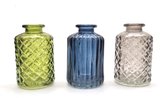 Cactula set van 3 glazen decoratieve flesjes kandelaren met bijpassende kaarsjes