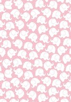 Inpakpapier Kinder Baby Cadeaupapier Roze Olifanten- Breedte 50 cm - 200m lang