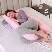 Friick Zwangerschapskussen - Zijslaapkussen - Voedingskussen - Zwangerschap - Body pillow - 120 cm - Afneembare hoes - Velvet roze/grijs