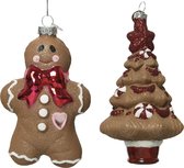 Oneiro's luxe kersthanger FIGUREN Bruin – 7 cm - PER 1 STUK - kerstbal - luxe verpakking – kerstcollectie – kerstdecoratie – kerstboomhanger – kerstversiering – rood