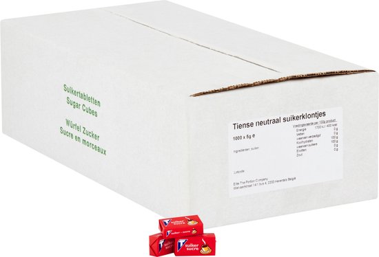 Foto: Suikerklontjes tiense neutraal suiker klontjes 1000 x 5g voordeeldoos sucre en morceaux 