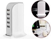 Desktop Snellaadstation - 6 Poorts USB Lader - Multi USB Lader - 30W - Wit