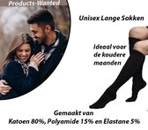 2-Paar Unisex Lange Sokken met 80% Katoen 40-46 Zwart