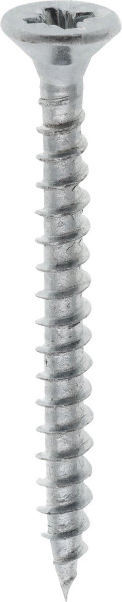 Houtschroef. 4.0x 35 mm. lang. Platkop-Kruiskop-PZD-2. Verzinkt. 500 stuks Spaanplaatschroeven. I-Fix.