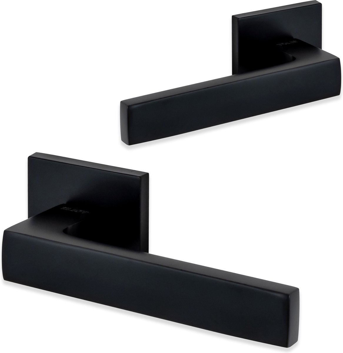 Eliot Slim Line - deurklink set - dun vierkant rozet - mat zwart