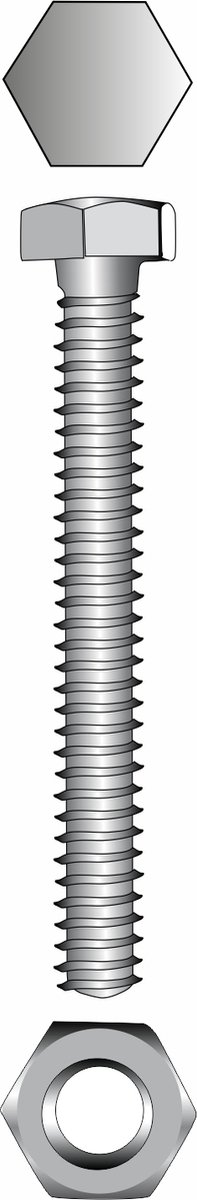 Tap Bout met moer verzinkt 6 stuks m8 x 40mm HOME-FIX. Moer Bout.
