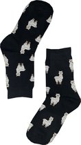 Alpaca Sokken maat 36-40 - Zwart - Dierenprint - Grappige, vrolijke en leuke Sokken