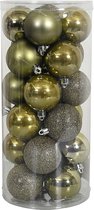 Oneiro's Luxe Kerstballen MEGA LUXE SET van 24 GOUD - ø 40 mm - 24 stuks - groen - kerstbal - luxe verpakking – kerstcollectie – kerstdecoratie – kerstboomhanger – kerstversiering – zilver