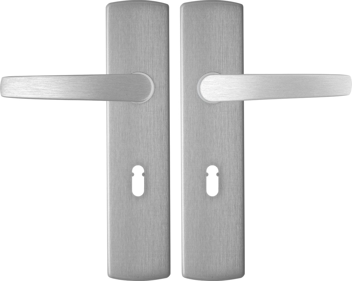 AXA Binnendeurbeslag set (Curve Klik) Aluminium geslepen: Kruk (model Curve) op schild met sleutelgat SL56