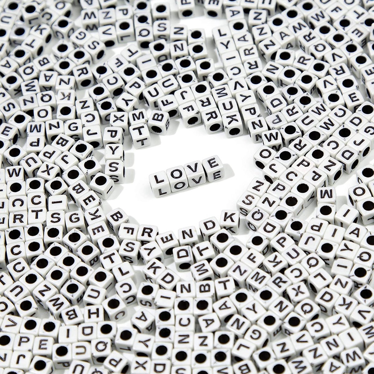 Behave Vierkante Letterkralen Set - Wit met Zwarte Letters - Acryl - Kralen - Alfabet Kralen - 6mm - 390 Stuks — afbeelding 8