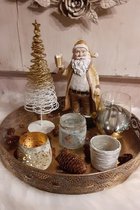 Grote decoratieschaal Kerst met Kerstfiguur, Theelichthouders en boompje