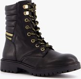 Groot leren meisjes veterboots - Zwart - Maat 35 - Echt leer