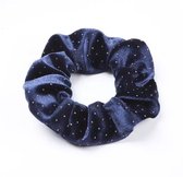 Scrunchie Donkerblauw met gouden stippen - Scrunchie Velvet - Haarwokkel - Haarelastiek - Haaraccessoires