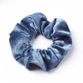 Scrunchie Blauw met gouden Stippen - Scrunchie Velvet - Haarwokkel - Haarelastiek - Haaraccessoires
