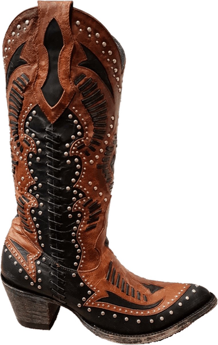 Cowboy laarzen dames Old Gringo Arya - zwart/bruin - studs - maat 37